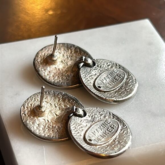Vintage Maxine Denver Earrings #83 Silver tone Hammered Polished - Picture 5 of 5